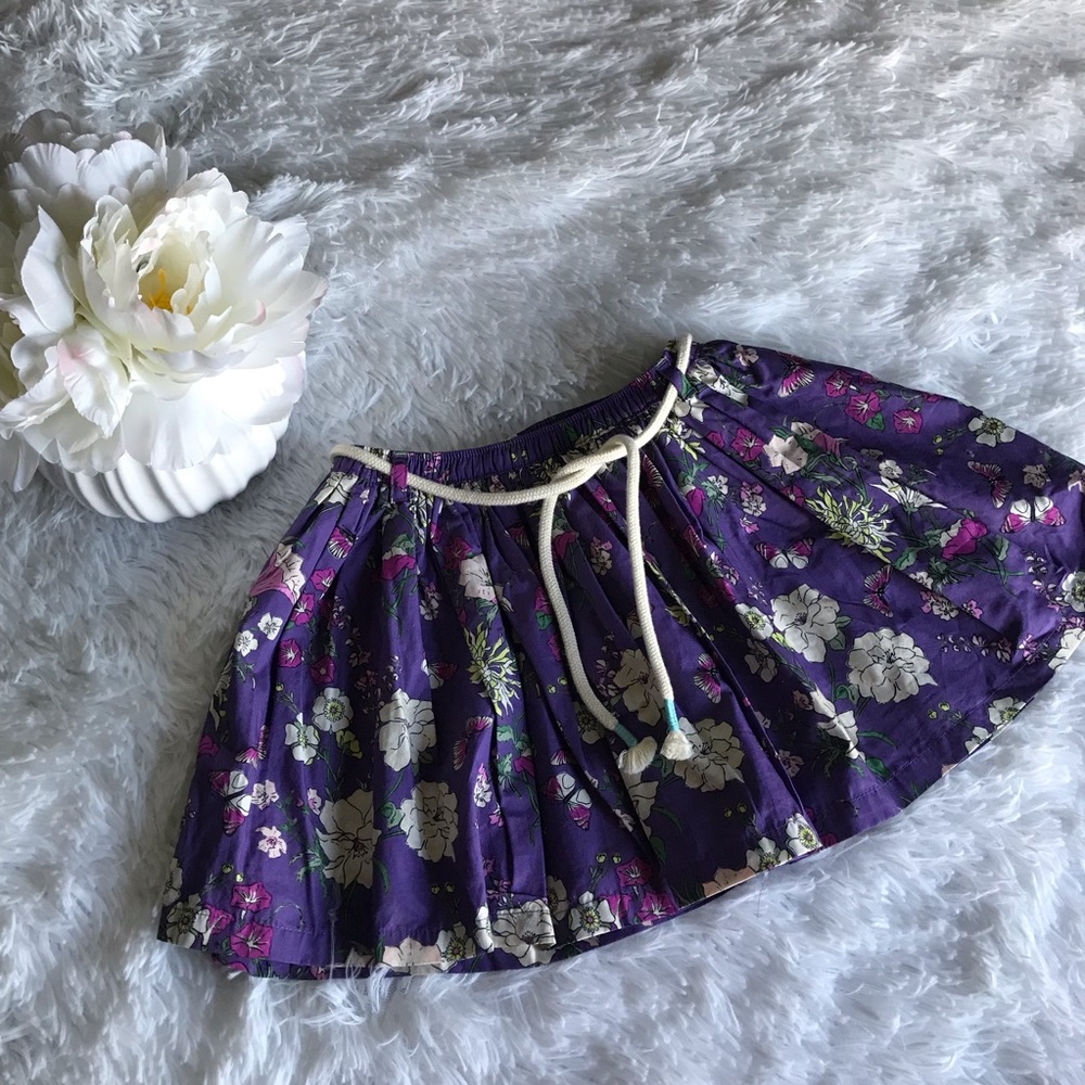 Tea | Purple Flower Print Sz 3 Kids Skirt